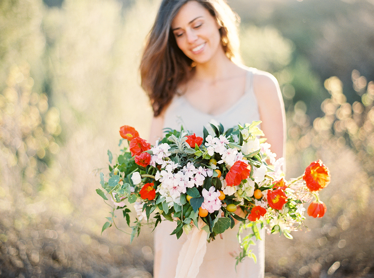 Poppy & Citrus Bridal Bouquet by Fleuropean. Photography by Ashley Ludaescher