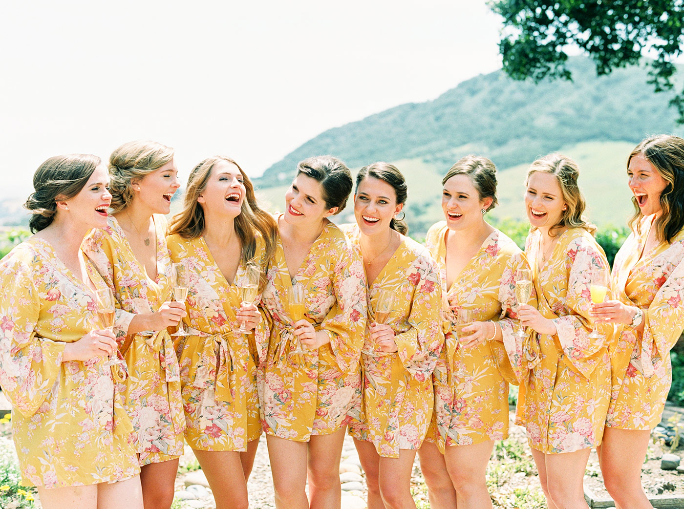 Bridesmaids in Plum Pretty Sugar Robes